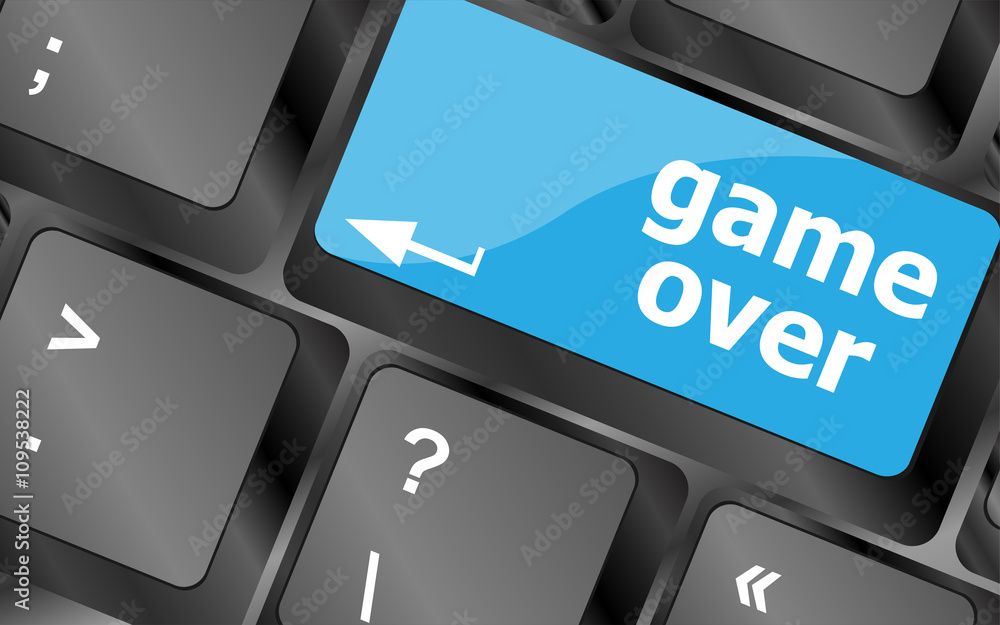 Poster computer keyboard with game over key - technology background. keyboard keys icon button vector