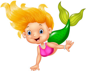 Cute mermaid isolated on white background 