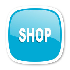 shop blue glossy web icon