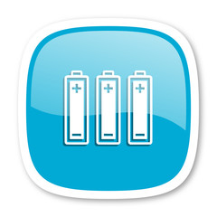 battery blue glossy web icon