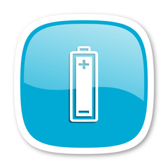 battery blue glossy web icon