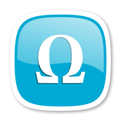 omega blue glossy web icon