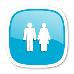 couple blue glossy web icon