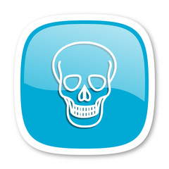 skull blue glossy web icon