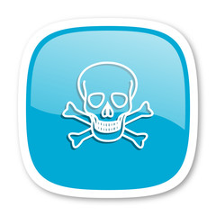 skull blue glossy web icon