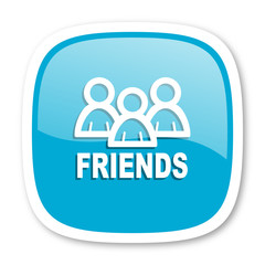 friends blue glossy web icon