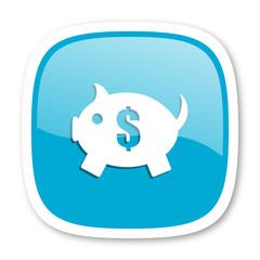 Obraz premium piggy bank blue glossy web icon