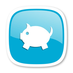piggy bank blue glossy web icon