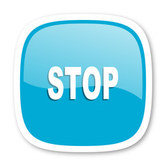 stop blue glossy web icon