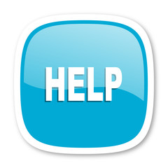 help blue glossy web icon