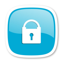 padlock blue glossy web icon