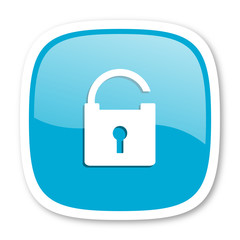padlock blue glossy web icon