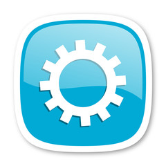 gear blue glossy web icon