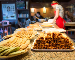 different types of sweet pastries on plates