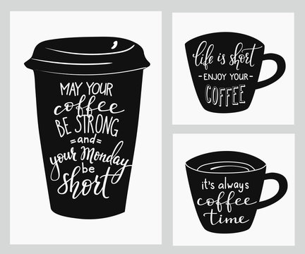 Quote lettering on coffee cup shape