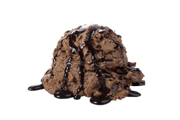 chocolate ice cream with chocolate syrup
