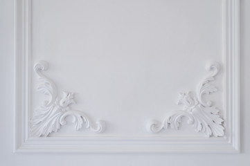 Luxury white wall design bas-relief with stucco mouldings roccoco element