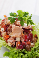Tuna salad with lettuce and vegetables
