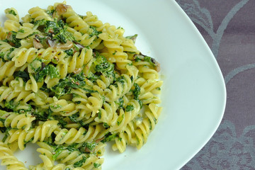 Pasta with spinach,mushroom, cheese, and fresh cream
