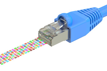 network connection concept, computer network cable. 3D rendering