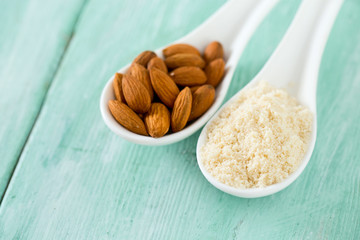 almond flour on wooden surface