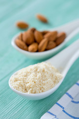 almond flour on wooden surface