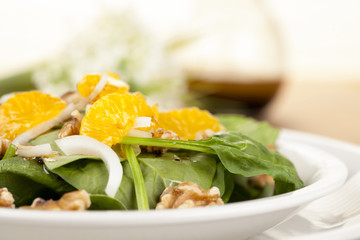 vegetable salad with orange slice
