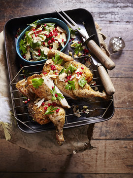 Butterflied chicken zaatar with pomegranate
