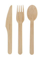 Wooden spoon, knife and fork