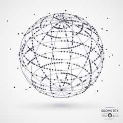 Sphere wireframe with connected lines and dots