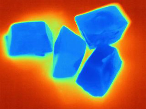 Thermal image of ice cubes