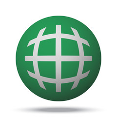 White Globe web icon on green sphere ball