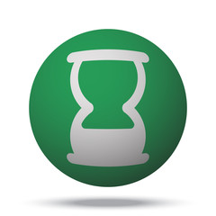 White Hourglass web icon on green sphere ball