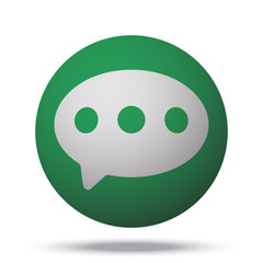 White Comment web icon on green sphere ball