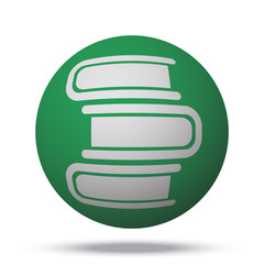 White Books web icon on green sphere ball