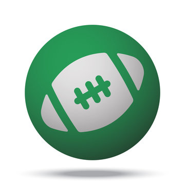 White American Football web icon on green sphere ball