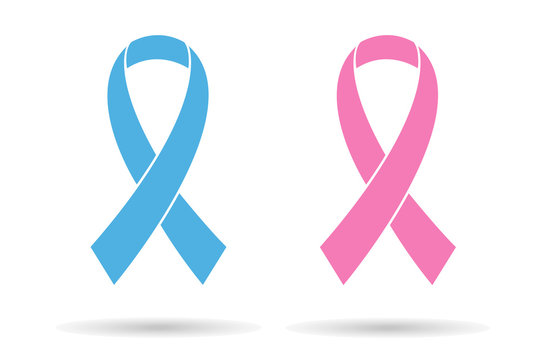 Pink blue ribbons, aids awareness symbol, isolated on white background, stylish vector illustration