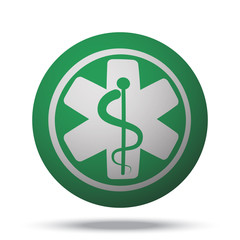 White Medical  web icon on green sphere ball