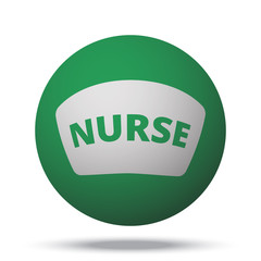 White Nurse web icon on green sphere ball