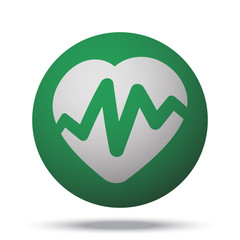 White Heart Rate Pulse web icon on green sphere ball