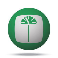 White Personal Scale web icon on green sphere ball