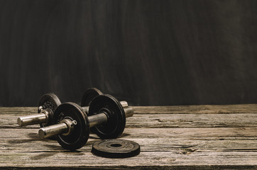 Fitness or body building concept image. Background for advertising of bodybuilding or fitness theme.