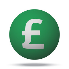 White Pound web icon on green sphere ball