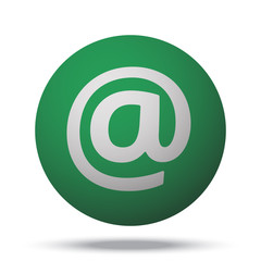 White E-Mail web icon on green sphere ball