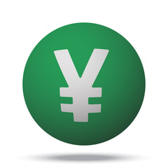Obraz premium White Yen web icon on green sphere ball
