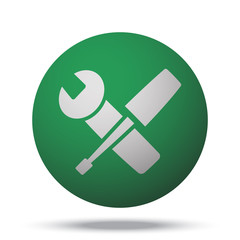 White Service web icon on green sphere ball