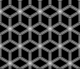 Vector modern seamless geometry pattern flower of life, black and white abstract geometric background, subtle pillow print, monochrome retro texture, hipster fashion design