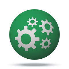 White Process web icon on green sphere ball