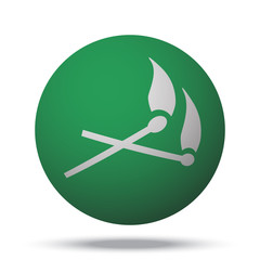 White Matches web icon on green sphere ball