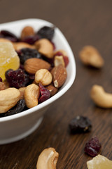 mix of dry nuts and dry fruits on bowl